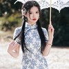 2023春夏新款复合蕾丝中长款旗袍连衣裙清新文艺日常改良少女旗袍 商品缩略图1