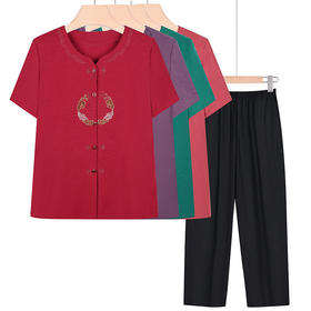 妈妈装夏季休闲家居服套装，宽松大码奶奶装两件套TYWF-A687DEKA19