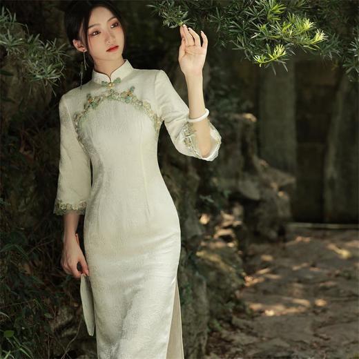 2023秋款圆襟花边倒大袖旗袍连衣裙 复古改良古法旗袍少女年轻款 商品图1