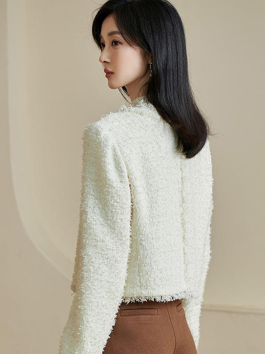 米思阳2024秋季新款名媛气质重工短外套肌理感钉珠长袖上衣女2593 商品图2