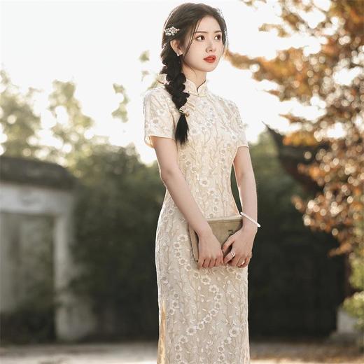 2023春夏新款刺绣中长款旗袍连衣裙 清新文艺少女改良旗袍年轻款 商品图4