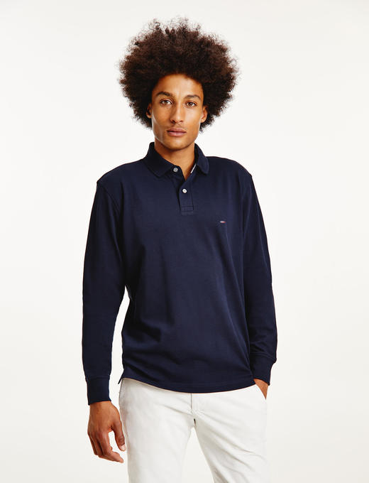 秋季新款 纯色简约刺绣标 珠地网眼棉长袖POLO衫 多色 T-1203 商品图7