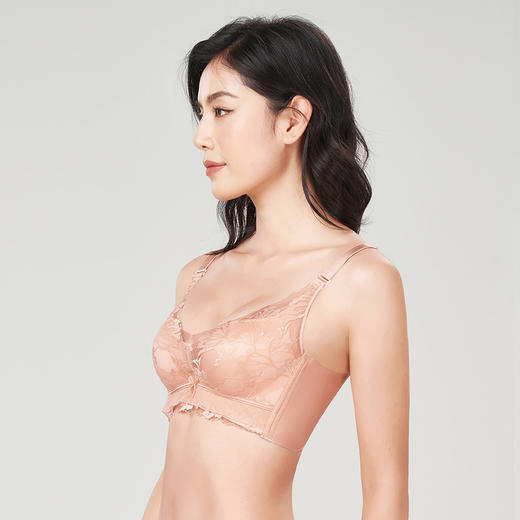 都市丽人舒软挺塑B杯适穿蕾丝调整型文胸中厚款3/4杯塑身文胸无钢圈内衣四排扣LJ34M1 商品图1