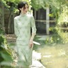 2023秋季新款复合蕾丝花边钉珠中袖旗袍连衣裙复古改良民国风旗袍 商品缩略图3