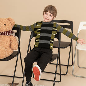 mettekids男童羊绒衫2023秋季新款条纹毛衣儿童休闲打底针织衫