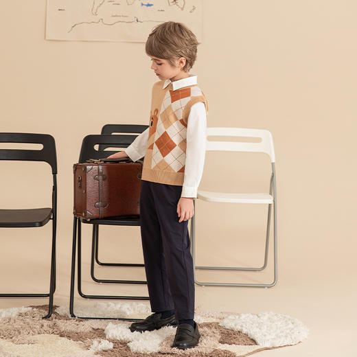 mettekids儿童羊绒背心秋季新款男童针织马甲中大童加厚卡通毛衣 商品图2