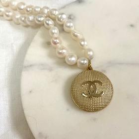 北京仓｜Gigi Paris-金色双C Logo-Vintage纽扣 珍珠 项链［法国设计师］