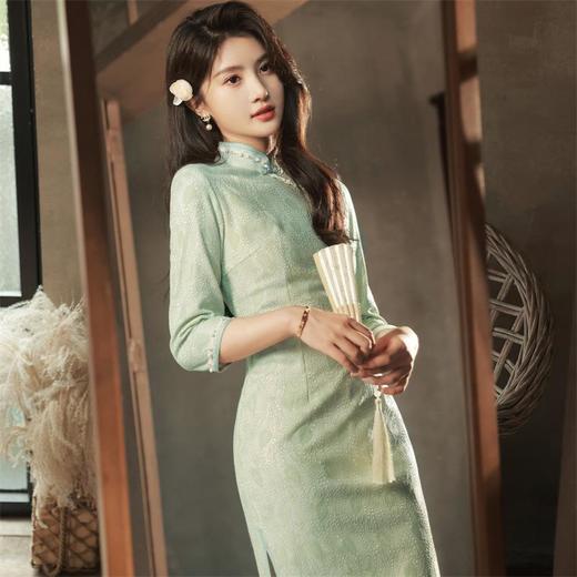 2023秋冬新款蕾丝花边中长款旗袍清新文艺少女日常改良旗袍连衣裙 商品图2