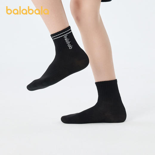 巴拉巴拉男女童袜子棉袜儿童宝宝大童简约字母提花抗菌亲肤三双装 商品图2