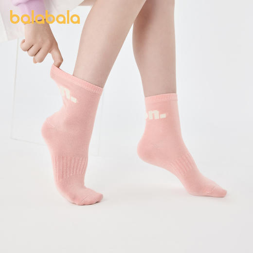 巴拉巴拉男女童袜子棉袜儿童宝宝大童简约字母撞色舒适发热四双装 商品图1