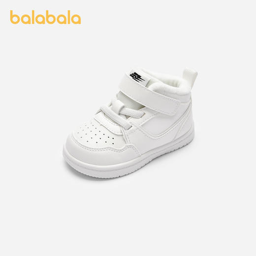 巴拉巴拉宝宝学步鞋婴儿鞋子童鞋秋冬加绒高帮新款防滑小白鞋 商品图0