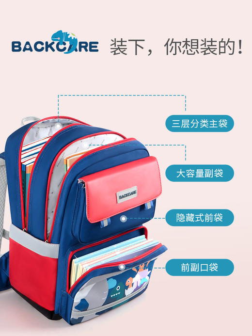 BACKCARE 小学生减负护脊创新力悬浮书包爵士款（大码3-6年级）[福利品] 商品图5