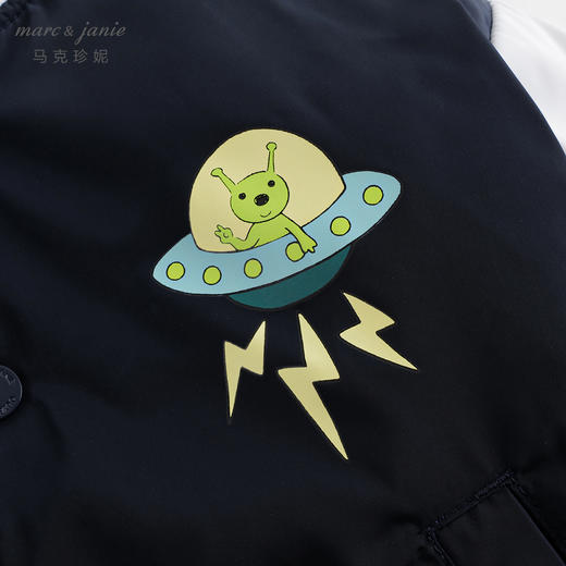 【三防】马克珍妮秋装新款 男童趣味外星人印花棒球服外套231259 商品图3