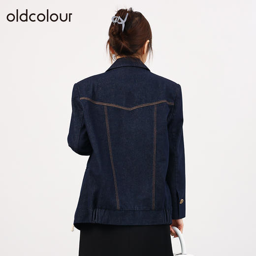 oldcolour欧珂秋季休闲高级感蓝色牛仔西装外套女O33040317 商品图4