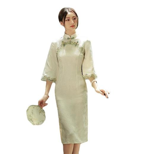 2023秋款圆襟花边倒大袖旗袍连衣裙 复古改良古法旗袍少女年轻款 商品图4