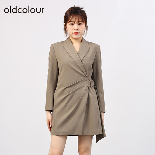 oldcolour欧珂秋季休闲气质显瘦修身收腰西装连衣裙女O33103375 商品图3