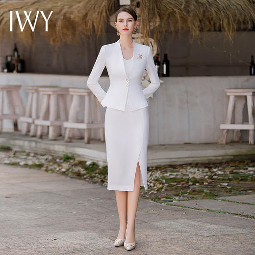 IWY/高级感套装白色西服套裙女秋季长袖医美工作服气质接待正装CS1761 商品图1
