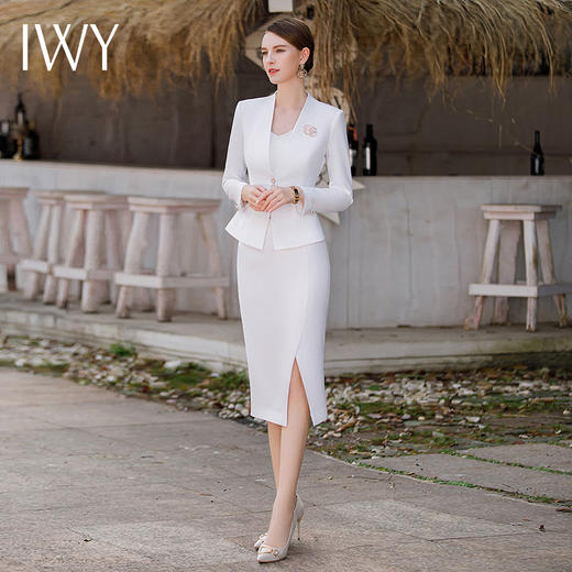 IWY/高级感套装白色西服套裙女秋季长袖医美工作服气质接待正装CS1761 商品图2