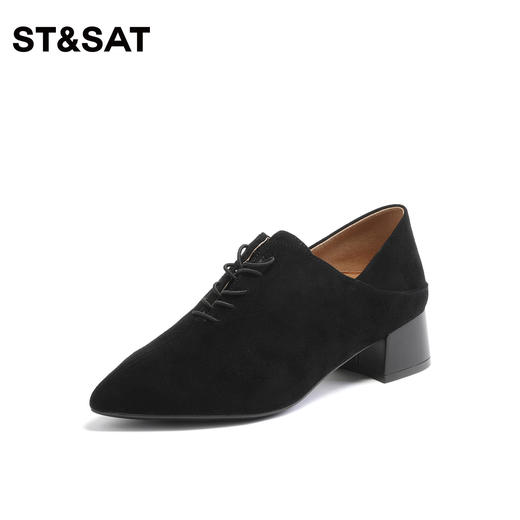 星期六系带气质尖头纯色皮鞋SS33112154 商品图4