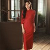2023秋冬新款红色侧八扣蕾丝旗袍 宴会订婚敬酒服改良旗袍连衣裙 商品缩略图3
