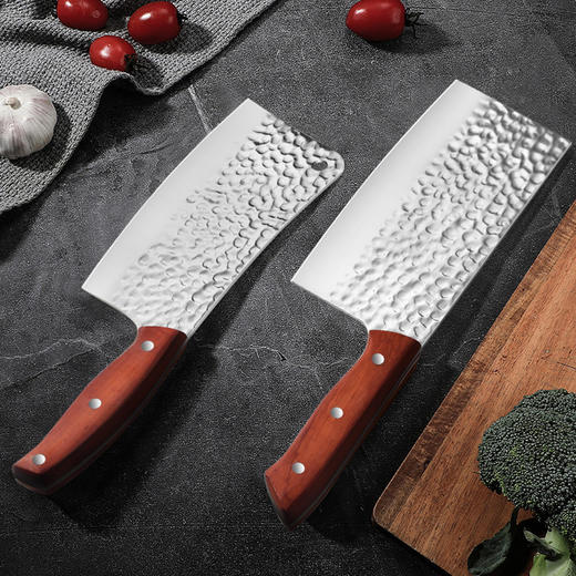 「锻打锤纹！两款可选」不锈钢手工锻打锤纹砍骨刀防滑手柄切菜切肉厨房用品厨师菜刀 商品图3