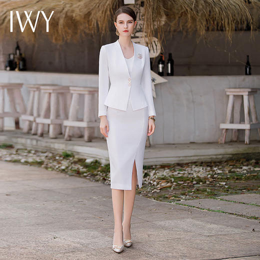 IWY/高级感套装白色西服套裙女秋季长袖医美工作服气质接待正装CS1761 商品图0