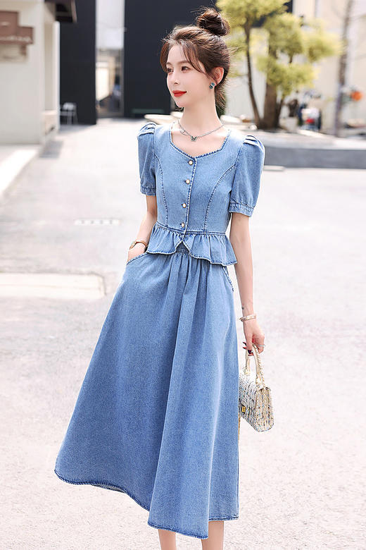 时尚气质，短袖牛仔半身裙两件套新款套装HR-BX2261-2 商品图5