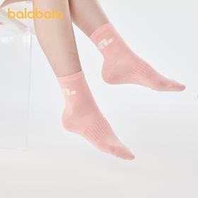 巴拉巴拉男女童袜子棉袜儿童宝宝大童简约字母撞色舒适发热四双装