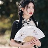 2023春夏新款雪纺植绒提花双层旗袍连衣裙复古改良旗袍少女年轻款 商品缩略图3