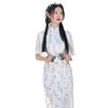 2023春夏新款雪纺竖条纹刺绣双层中长款改良旗袍连衣裙少女年轻款 商品缩略图4