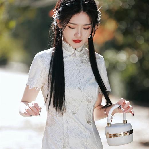 2023春夏新款花边复合蕾丝绣花旗袍连衣裙清新少女年轻款改良旗袍 商品图1