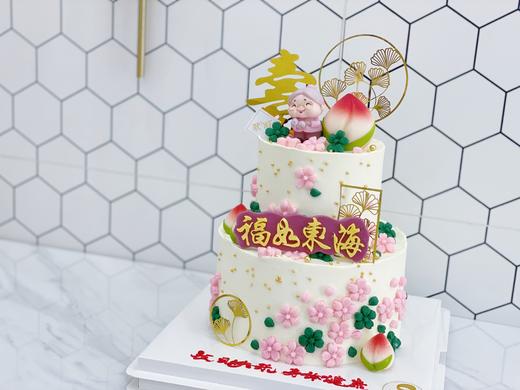 双层福如东海&梅花寿桃蛋糕（老奶奶可以换老爷爷） 商品图1