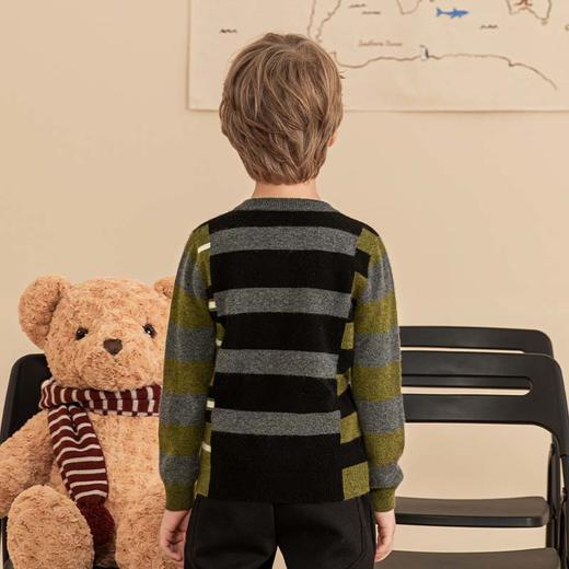 mettekids男童羊绒衫2023秋季新款条纹毛衣儿童休闲打底针织衫 商品图3