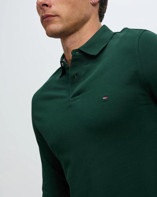 秋季新款 纯色简约刺绣标 珠地网眼棉长袖POLO衫 多色 T-1203 商品图1