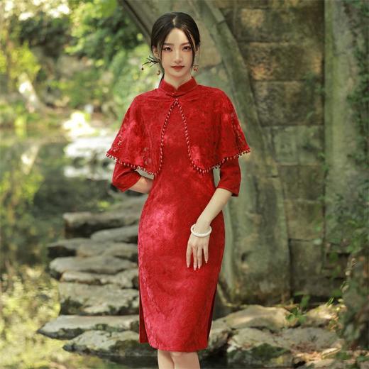 2023秋季新款中长款披肩旗袍连衣裙复古改良民国风少女年轻款旗袍 商品图3