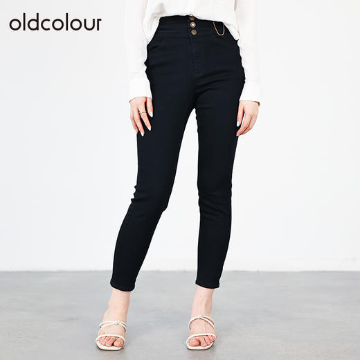 oldcolour春秋商场同款修身高腰显瘦弹力小脚牛仔裤女O31113104 商品图0