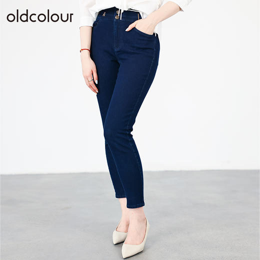 oldcolour春秋商场同款修身高腰显瘦弹力小脚牛仔裤女O31113104 商品图3