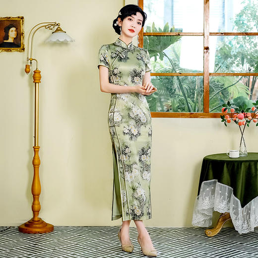 真丝旗袍桑蚕丝高品质夏季长款2023新款 WXG-C351 商品图2