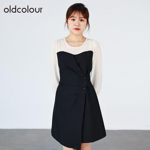 oldcolour欧珂春秋商场同款高腰显瘦气质通勤连衣裙女O32103216 商品图2