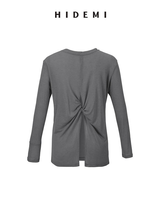 HIDEMI 云朵系列前后两穿设计感纽结开衩针织长袖上衣 锡器灰/奶油白/清扬绿/巧克力色 商品图9