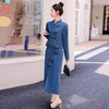 WZNHWH23779 2023年秋季新款气质复古潮流立领盘扣长款两件套牛仔套装裙 商品缩略图1