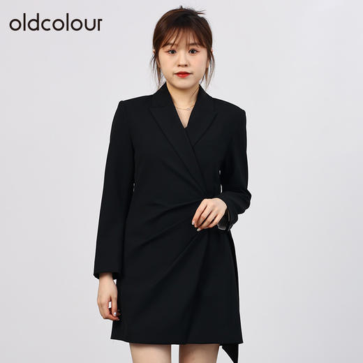 oldcolour欧珂秋季休闲气质显瘦修身收腰西装连衣裙女O33103375 商品图2
