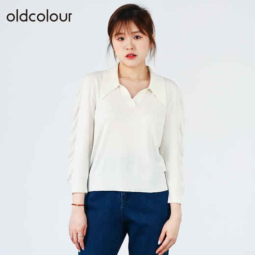 oldcolour2022秋商场同款简约休闲气质百搭针织衫女通勤O32052240 商品图0