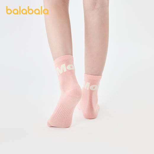 巴拉巴拉男女童袜子棉袜儿童宝宝大童简约字母撞色舒适发热四双装 商品图4