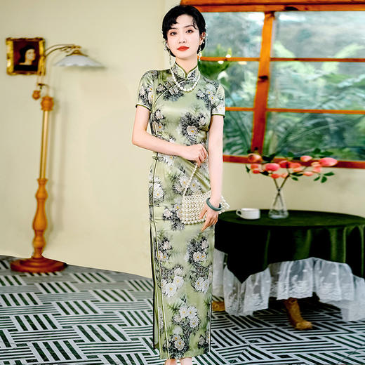 真丝旗袍桑蚕丝高品质夏季长款2023新款 WXG-C351 商品图1