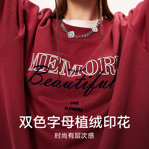 【积分换购不退货】【特惠不退货】诗凡黎秋简约双色字母图案印花圆领卫衣SE8100261-1 商品图2