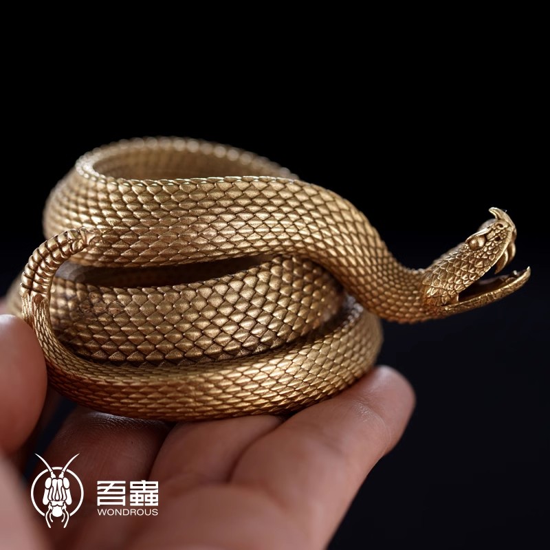 吾蟲-响尾蛇笔架笔拖 黄铜材质 爬行动物爬宠个性礼品金属配饰【官方授权】【48小时发货】