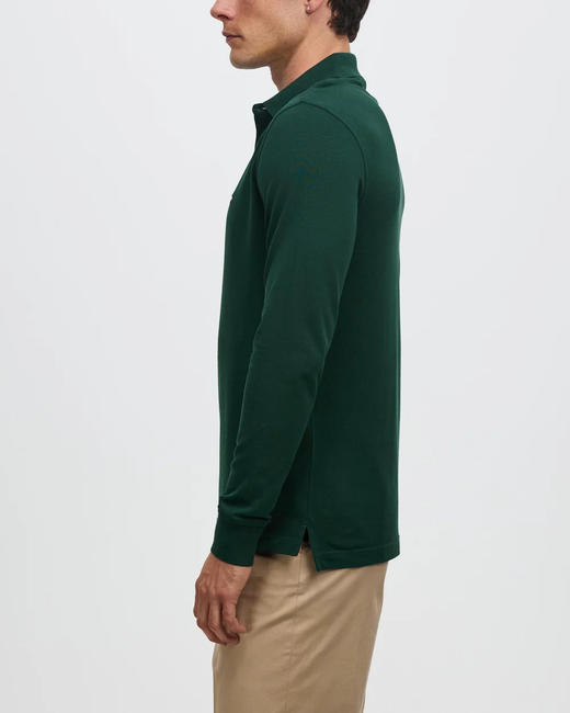 秋季新款 纯色简约刺绣标 珠地网眼棉长袖POLO衫 多色 T-1203 商品图3