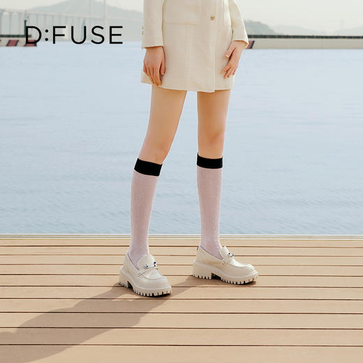 D:FUSE迪芙斯秋款单鞋女乐福鞋牛皮圆头钻饰厚底鞋女DF33112166 商品图8