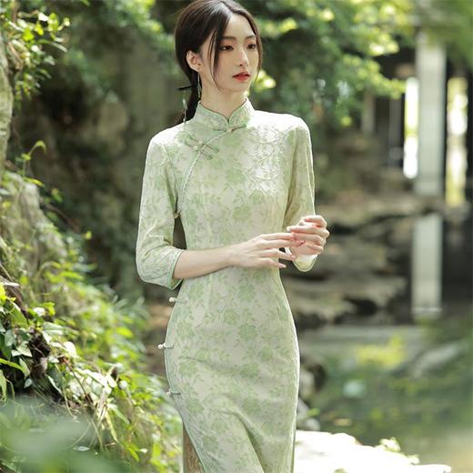 2023秋季新款复合蕾丝花边长款旗袍连衣裙清新文艺少女年轻款旗袍 商品图2
